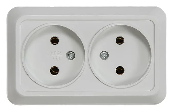 Розетка 2-м ОП Bolleto 7102 16А IP20 бел. ASD / IN HOME 4680005959822