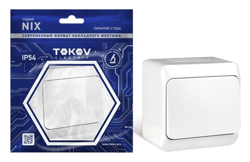 Выключатель 1-кл. ОП Nix 10А IP54 250В бел. TOKOV ELECTRIC TKE-NX-V1-C01-IP54