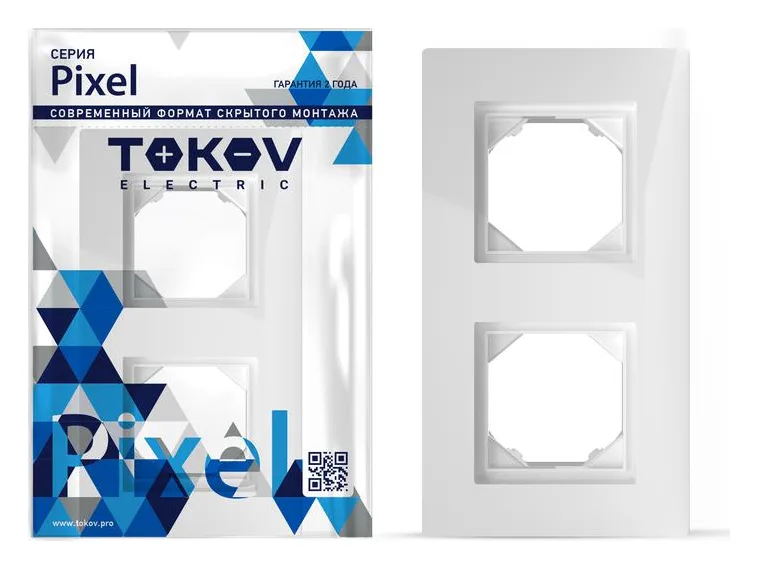 Рамка 2-м Pixel IP44 бел. TOKOV ELECTRIC TKE-PX-RM2-C01-IP44