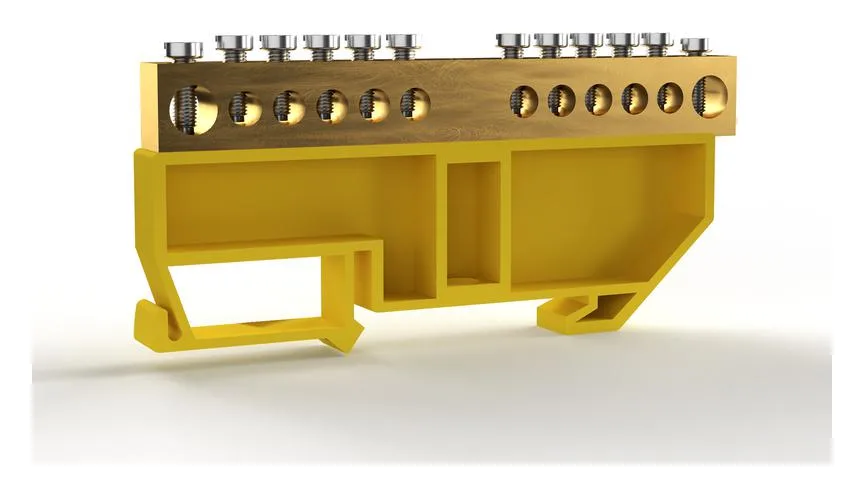 Шина PE "земля" на DIN-изоляторе 8х12мм 12 отвер. латунь TOKOV ELECTRIC TKE-BCB-812-12-DIN/PE