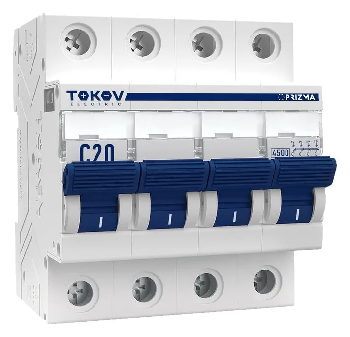 Выключатель автоматический модульный 4п C 20А 4.5кА PRIZMA TOKOV ELECTRIC TKE-PZ45-MCBI-4-20-C
