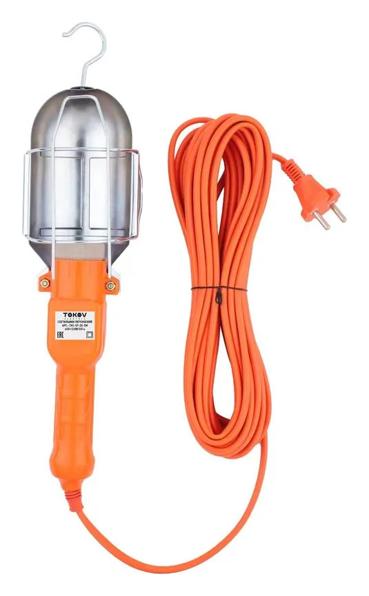 Светильник переносной с выключателем 60Вт 220В ПВС 2х0.75 5м IP20 TOKOV ELECTRIC TKE-SP-20-5M