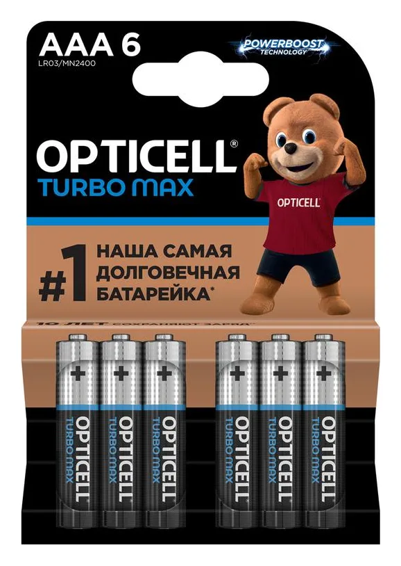 Элемент питания алкалиновый AAA/LR03 (блист. 6шт) Turbo Max Opticell 6053006