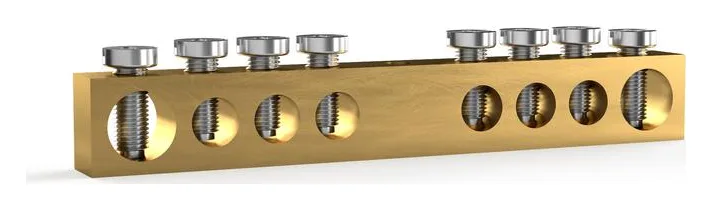 Шина PEN "земля-ноль" 6х9мм 8 отвер. латунь TOKOV ELECTRIC TKE-BCB-69-8-N/PEN