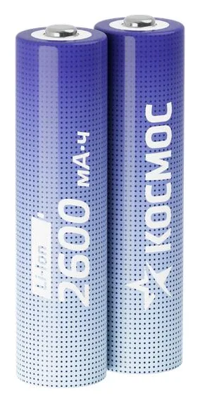 Аккумулятор 18650 Li-ion 2600мА.ч без защиты (уп.2шт) КОСМОС KOC18650Li-ion26US2