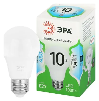 Лампа светодиодная GREEN LINE A60-10W-840-E27 GL 10Вт груша 4000К яркий свет бел. E27 Эра Б0067135