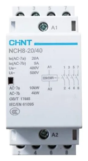Контактор модульный NCH8-20/40 20А 4НО AC 220/230В 50Гц (R) CHINT 256085