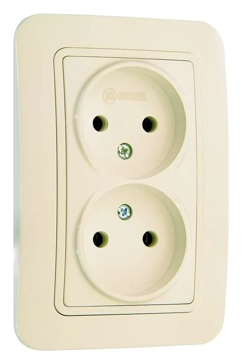 Розетка 2-м СП Lillium 16А IP20 без заземл. крем./крем. Makel 70217
