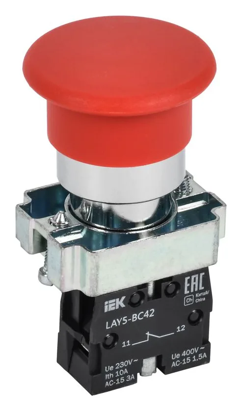 Кнопка управления "Грибок" LAY5-BC42 1НЗ красн. KARAT IEK BBG71-BC-K04