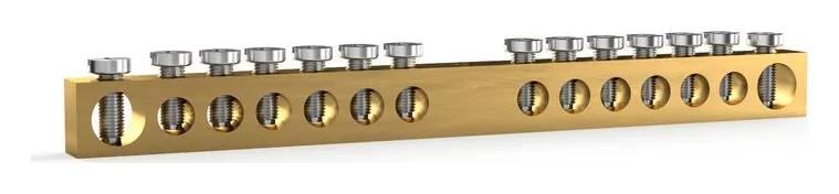 Шина PEN "земля-ноль" 6х9мм 14 отвер. латунь TOKOV ELECTRIC TKE-BCB-69-14-N/PEN