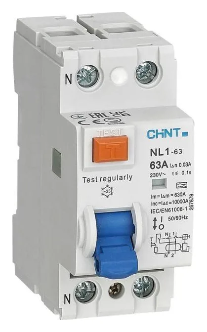 Выключатель дифференциального тока (УЗО) 2п 63А 100мА тип AC-S NL1-100 10кА (R) CHINT 200420