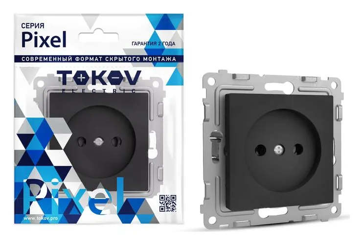 Розетка 1-м СП Pixel 16А IP20 без заземл. механизм карбон TOKOV ELECTRIC TKE-PX-R1-C14