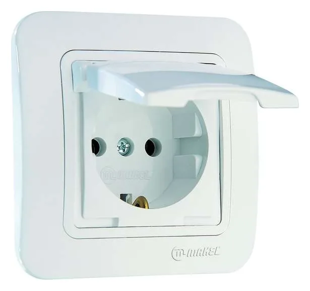 Розетка 1-м СП Lillium 16А IP20 без заземл. с крышкой бел./бел. Makel 70029