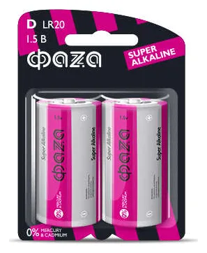 Элемент питания алкалиновый D/LR20 1.5В Super Alkaline BL-2 (уп.2шт) ФАZА 2858535