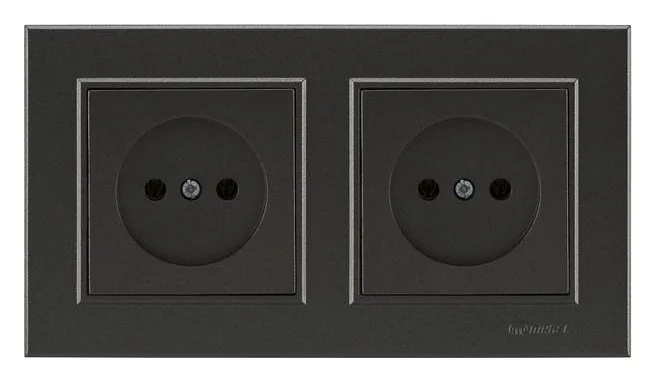 Розетка 2-м СП Karea 10А IP20 б/з дым. металлик Makel 56050017