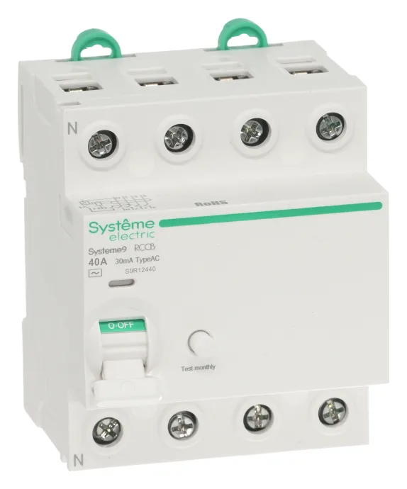Выключатель дифференциального тока 4п 40А 30мА тип AC Systeme9 400В SE S9R12440