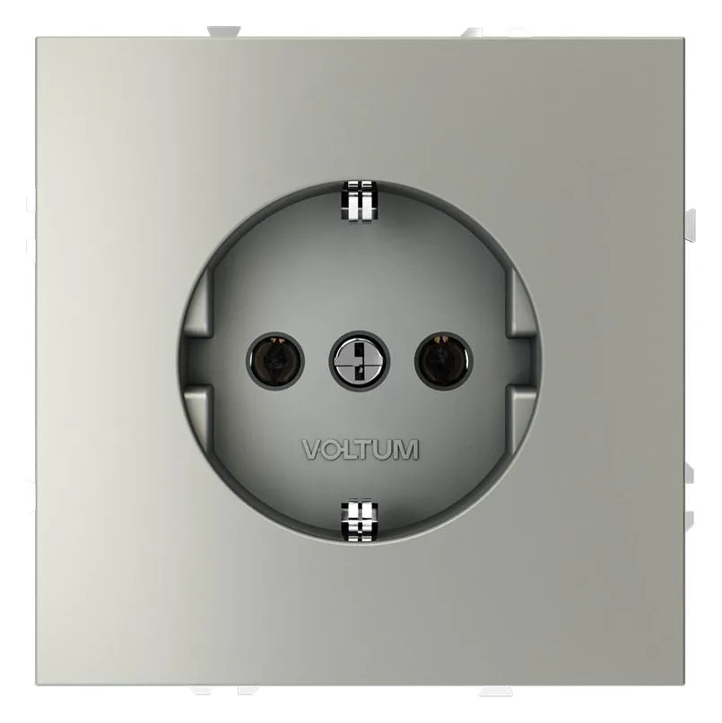Розетка 1-м СП S70 16А с заземл. механизм сталь Voltum VLS040105