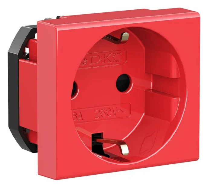 Розетка 1-м 2мод. Viva 16А IP20 2P+E с заземл. защ. шторки красн. DKC 45015