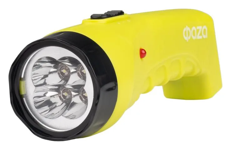 Фонарь аккумуляторный ручной AccuF2-L04-gn 4LED 2 режима: 100проц./25проц. аккум. 0.4А.ч выдвижная вилка индикатор зарядки зел. ФАZА 2857859