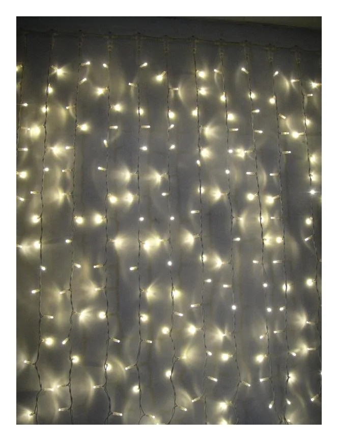 Гирлянда светодиодная "Бахрома" 1.8х0.5м 48LED схема нитей 1/2/3/5/3/2 тепл. бел. IP20 возможность соединения до 3шт 220В КОСМОС KOC_CUR-V21
