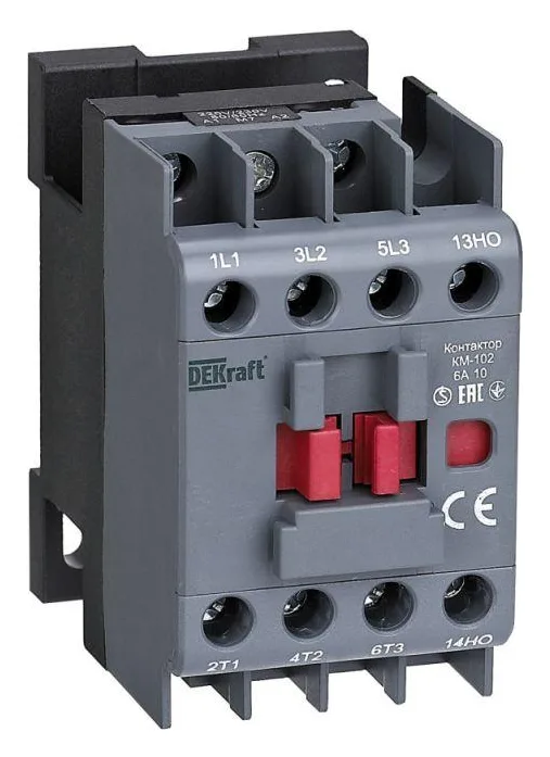 Контактор КМ-102 6А кат. 220В/230В AC 1НО AC-3 AC-4 DEKraft 22061DEK