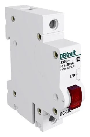 Лампа сигнальная ЛС-101 на DIN-рейку 1p красн. LED DEKraft 18002DEK