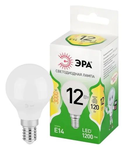 Лампа светодиодная GREEN LINE P45-12W-830-E14 GL 12Вт шар 3000К свет тепл. E14 Эра Б0067042