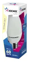Лампа светодиодная CN 5Вт 220В E27 3000К Космос Lksm_LED5wCNE2730