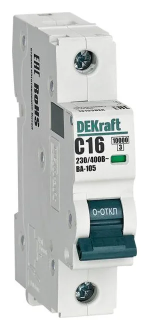 Выключатель автоматический модульный 1п C 16А 10кА ВА-105 DEKraft 13153DEK