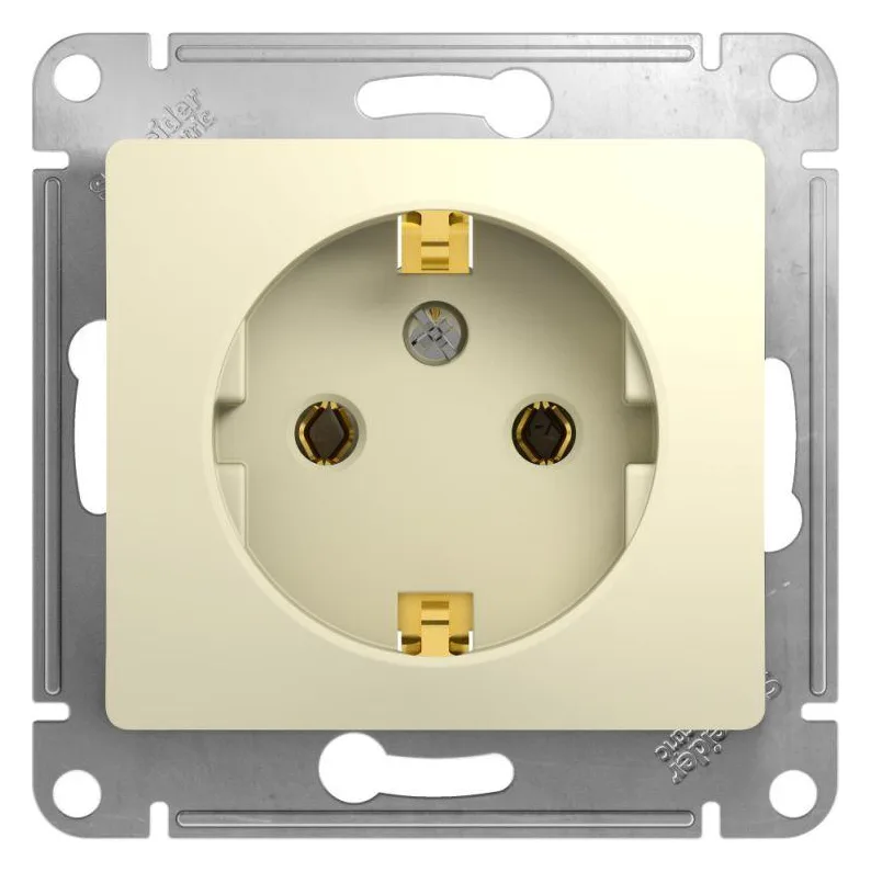 Розетка 1-м СП Glossa 16А IP20 с заземл. механизм беж. SE GSL000243
