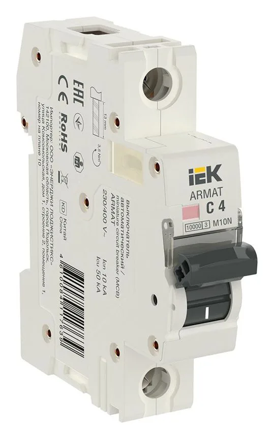 Выключатель автоматический модульный 1п C 4А M10N ARMAT IEK AR-M10N-1-C004
