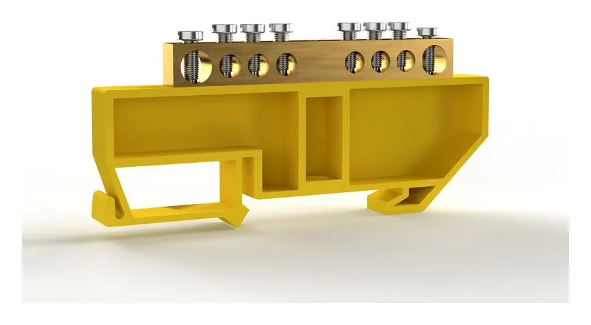 Шина PE "земля" на DIN-изоляторе 6х9мм 8 отвер. латунь TOKOV ELECTRIC TKE-BCB-69-8-DIN/PE