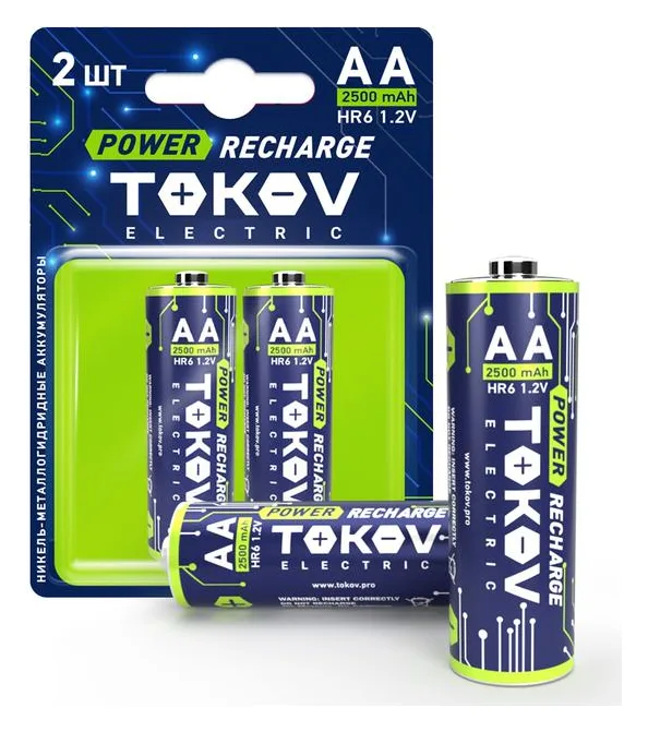 Аккумулятор AA/HR6 2500мА.ч (блист.2шт) TOKOV ELECTRIC TKE-NMA-HR6/B2