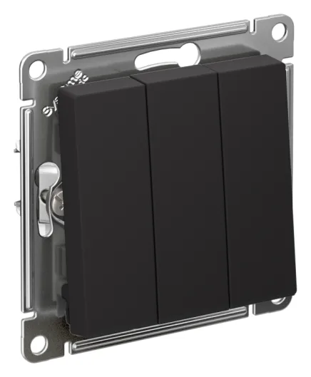 Выключатель 3-кл. СП AtlasDesign 10А IP20 (сх. 1+1+1) 10AX механизм карбон SE ATN001031
