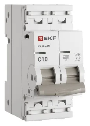 Выключатель автоматический 2п C 10А 4.5кА ВА 47-63N PROxima EKF M634210C