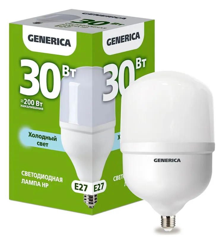 Лампа светодиодная HP 30Вт 6500К E27 230В GENERICA LL-HP-30-230-65-E27-G