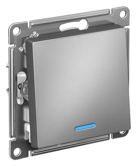 Выключатель 1-кл. СП AtlasDesign 10А IP20 (сх. 1а) 10AX с подсветкой механизм сталь SE ATN000913