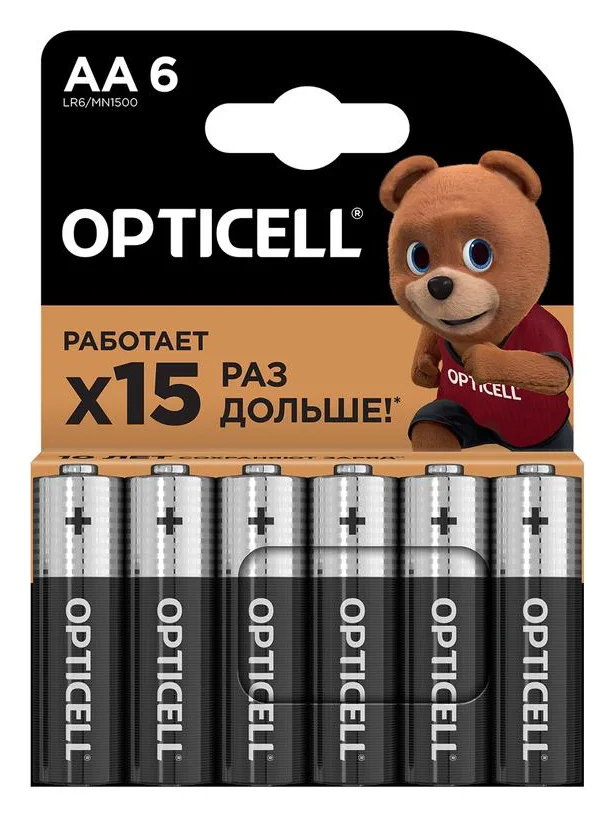 Элемент питания алкалиновый AA/LR6 (блист. 6шт) Basic Opticell 5051006