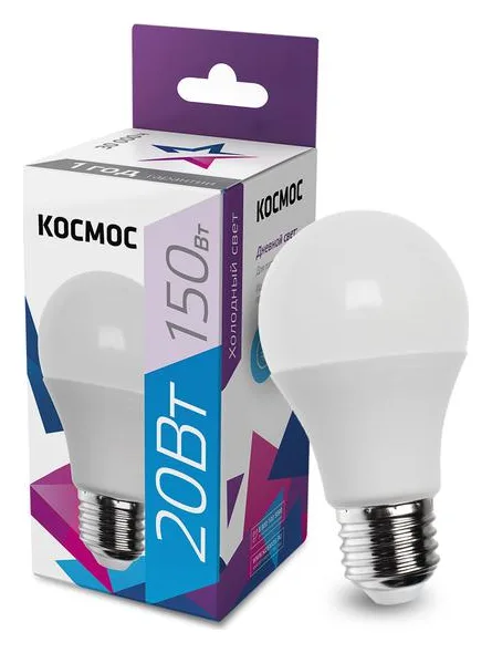Лампа светодиодная A60 20Вт 6500К E27 220В КОСМОС LkecLED20wA60E2765
