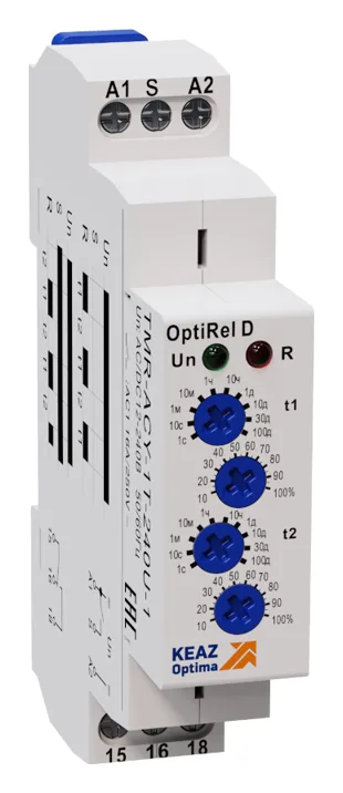 Реле времени OptiRel D TMR-ACY-1T-240U-1 циклическое 16А 1СО 12-230АС/DC КЭАЗ 332030