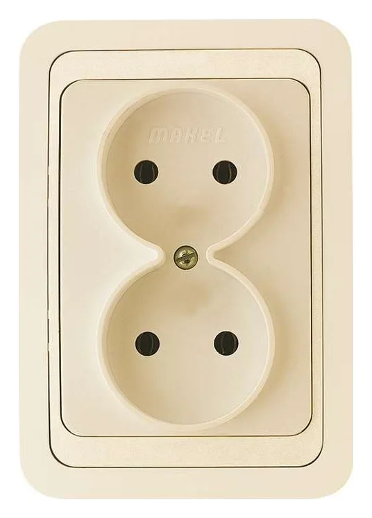 Розетка 2-м СП Mimoza 16А IP20 без заземл. крем./крем. Makel 25017