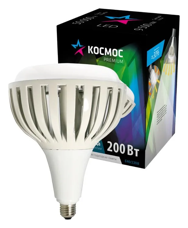 Лампа светодиодная KOSMOS premium HWLED 200Вт 6500К E40 220В Космос KHWLED200WE4065