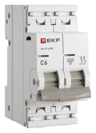 Выключатель автоматический 2п C 6А 4.5кА ВА 47-63N PROxima EKF M634206C
