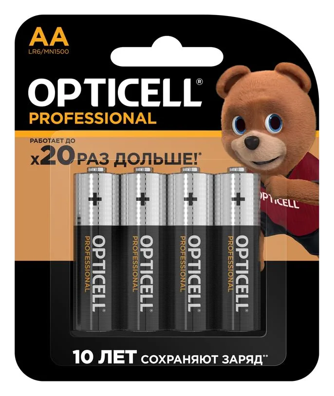 Элемент питания алкалиновый AA/LR6 (блист. 4шт) Professional Opticell 5052001/6052001