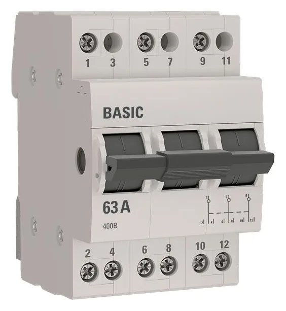 Переключатель трехпозиционный 3п 63А Basic EKF tps-3-63