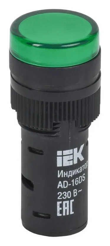 Лампа светосигнальная AD16DS d16мм 230В AC зел. KARAT IEK BLS10-ADDS-230-K06-16