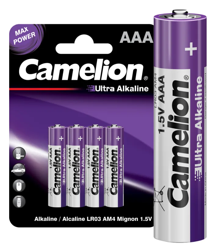 Элемент питания алкалиновый AAA/LR03 1.5В Ultra BL-4 (уп.4шт) Camelion14985