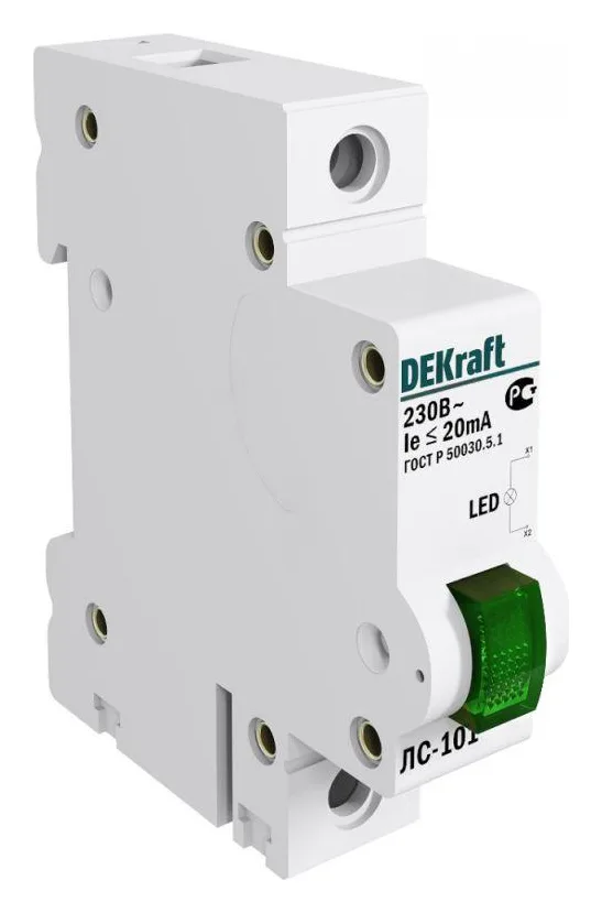Лампа сигнальная ЛС-101 на DIN-рейку 1p зел. LED DEKraft 18004DEK