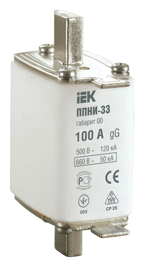 Вставка плавкая ППНИ-33 100А габарит 00 IEK DPP10-100