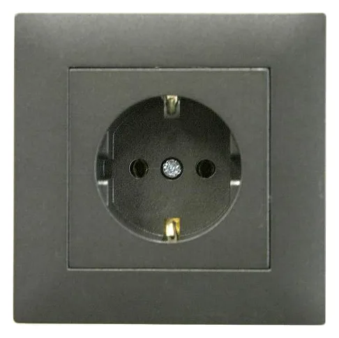 Розетка 1-м Karea RIZZ STAR с заземл. дым. металлик Makel 88050028